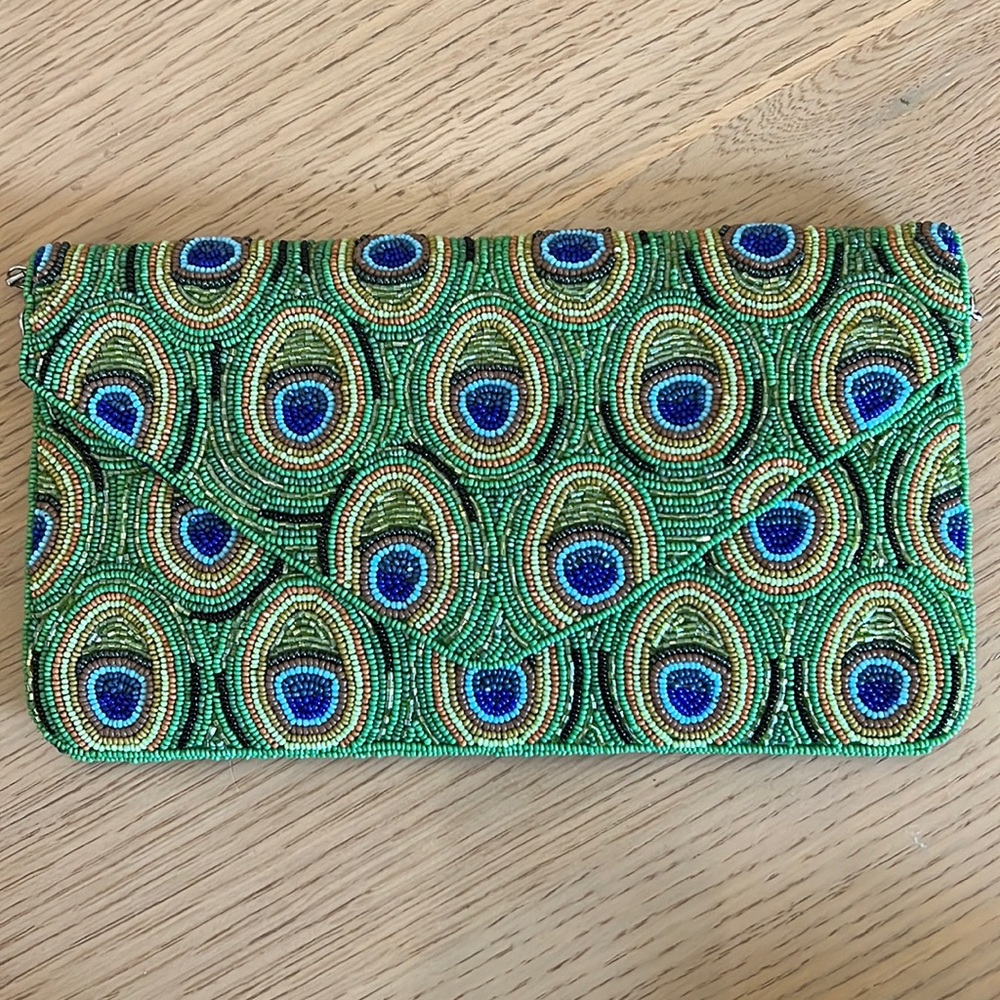 Peacock Beaded Clutch